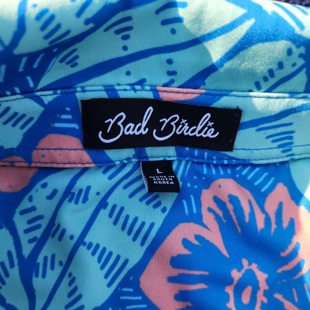 Bad Birdie Men's Golf Polo Shirt Blue & Pink Size Large - Picture 6 of 7